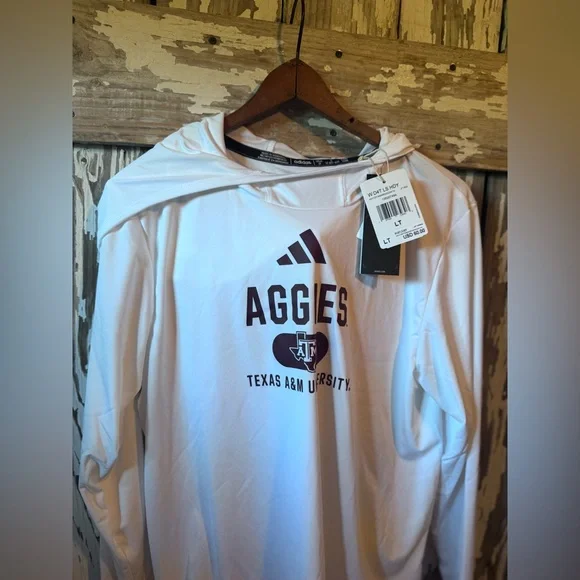 Adidas Men’s Texas A&M Aggies Training Team Hoodie White Size LARGE TALL NWT - Picture 6 of 9